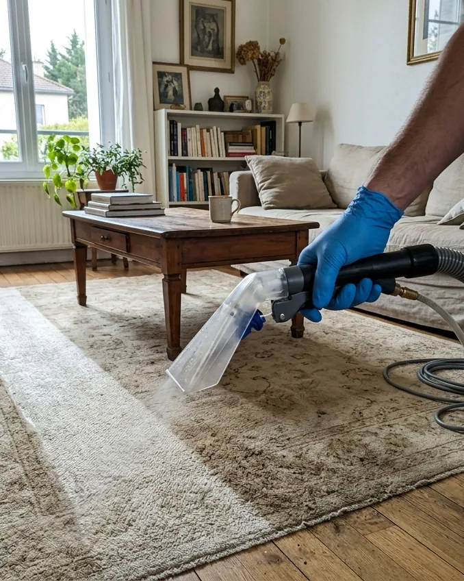 Buse d’injection-extraction professionnelle ravivant un tapis à domicile